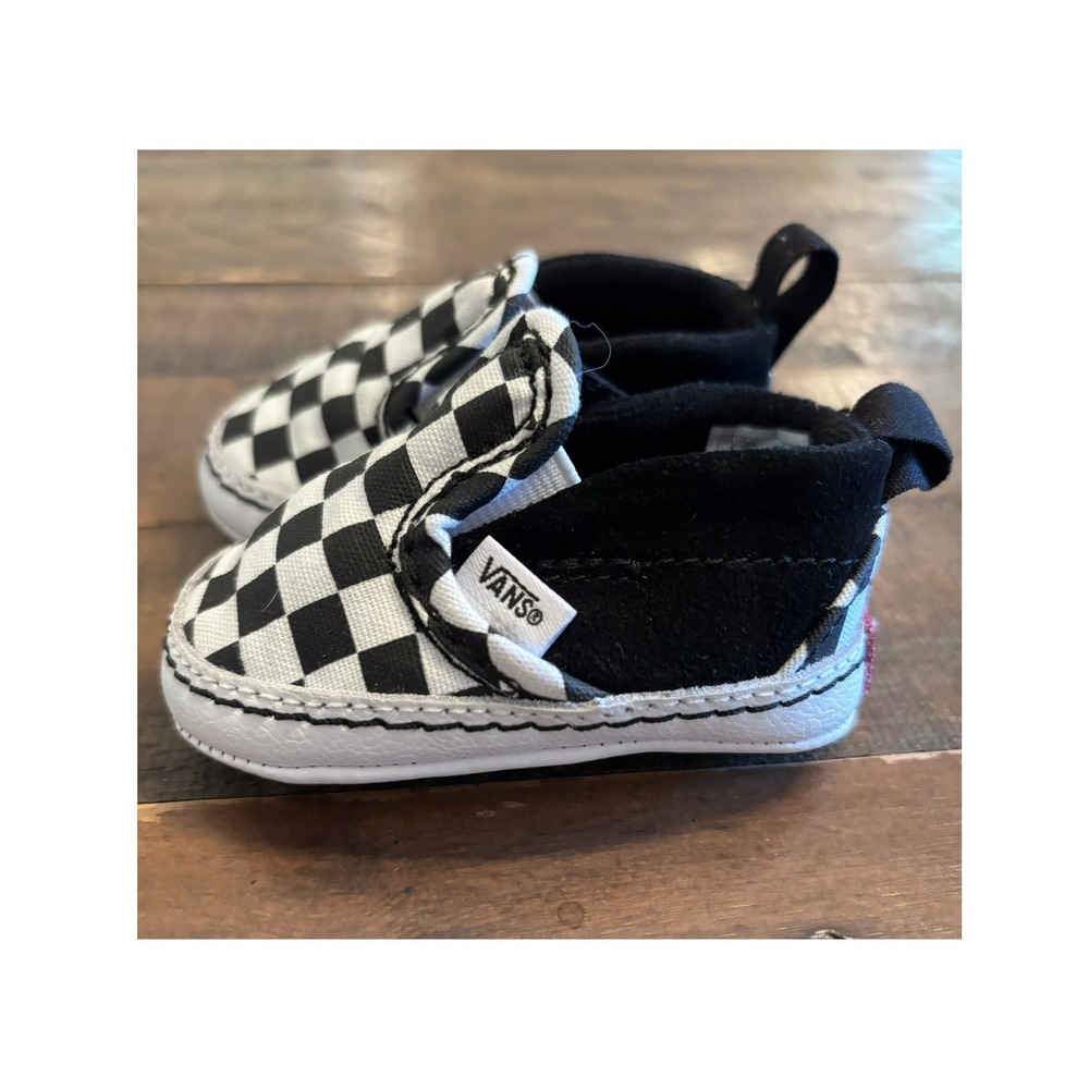Vans Slip-On Crib Shoes Infant Size 1 Black White Checkerboard Booties